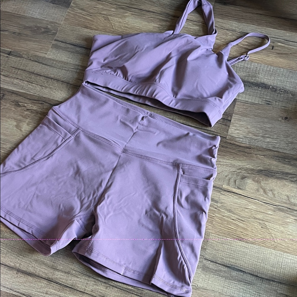Lavender Sports Bra and Shorts Set